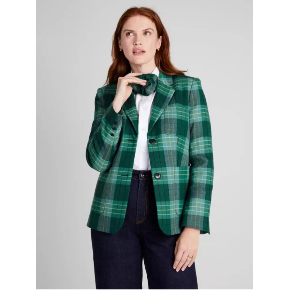 Kate Spade Greenhouse Plaid Blazer Womens Size 00 NWT